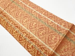 リサイクル　縞に動植物模様織出し袋帯